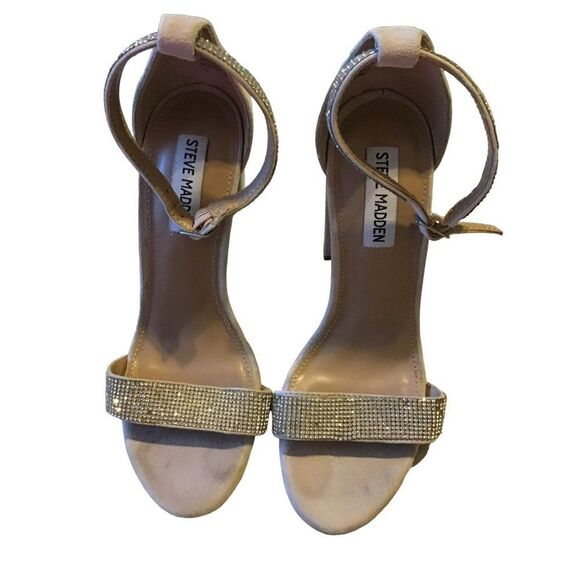 Suede Rhinestone Ankle Straps, Steve Madden Heels, Size 7.5 - Picture 1 of 9